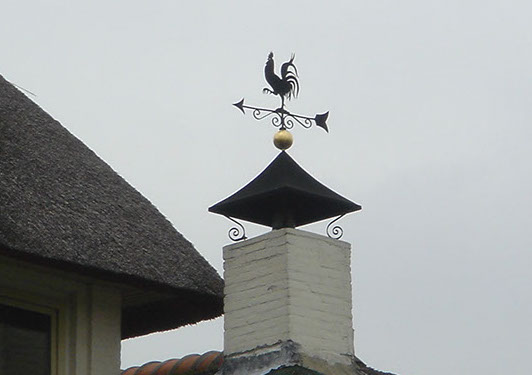 weerbestendige schoorsteenkap met olifant windveer