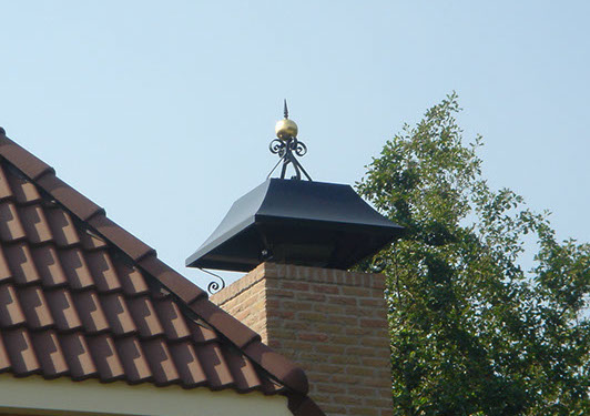 weerbestendige schoorsteenkap met olifant windveer